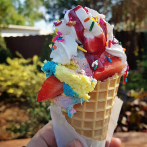 Rainbow Cheesecake Waffle Cone